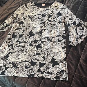 Chico's Black and White Paisley Midi Dress